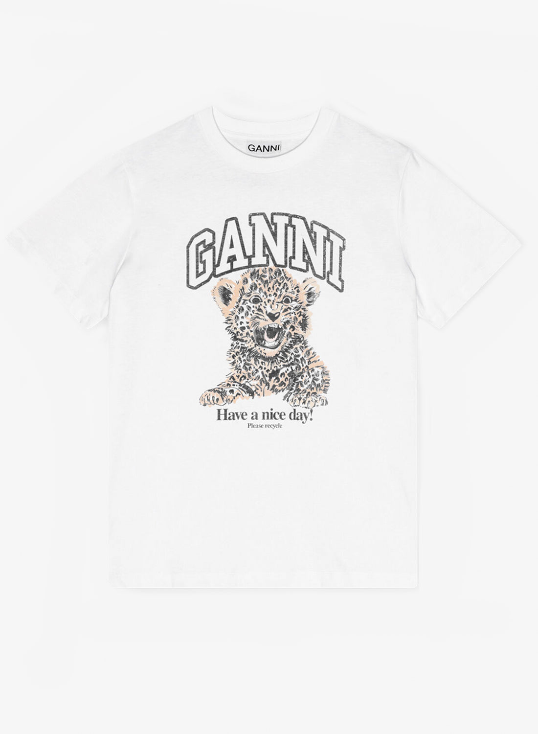 Ganni Basic Jersey Leopard Relaxed T-shirt Leopard Bright White