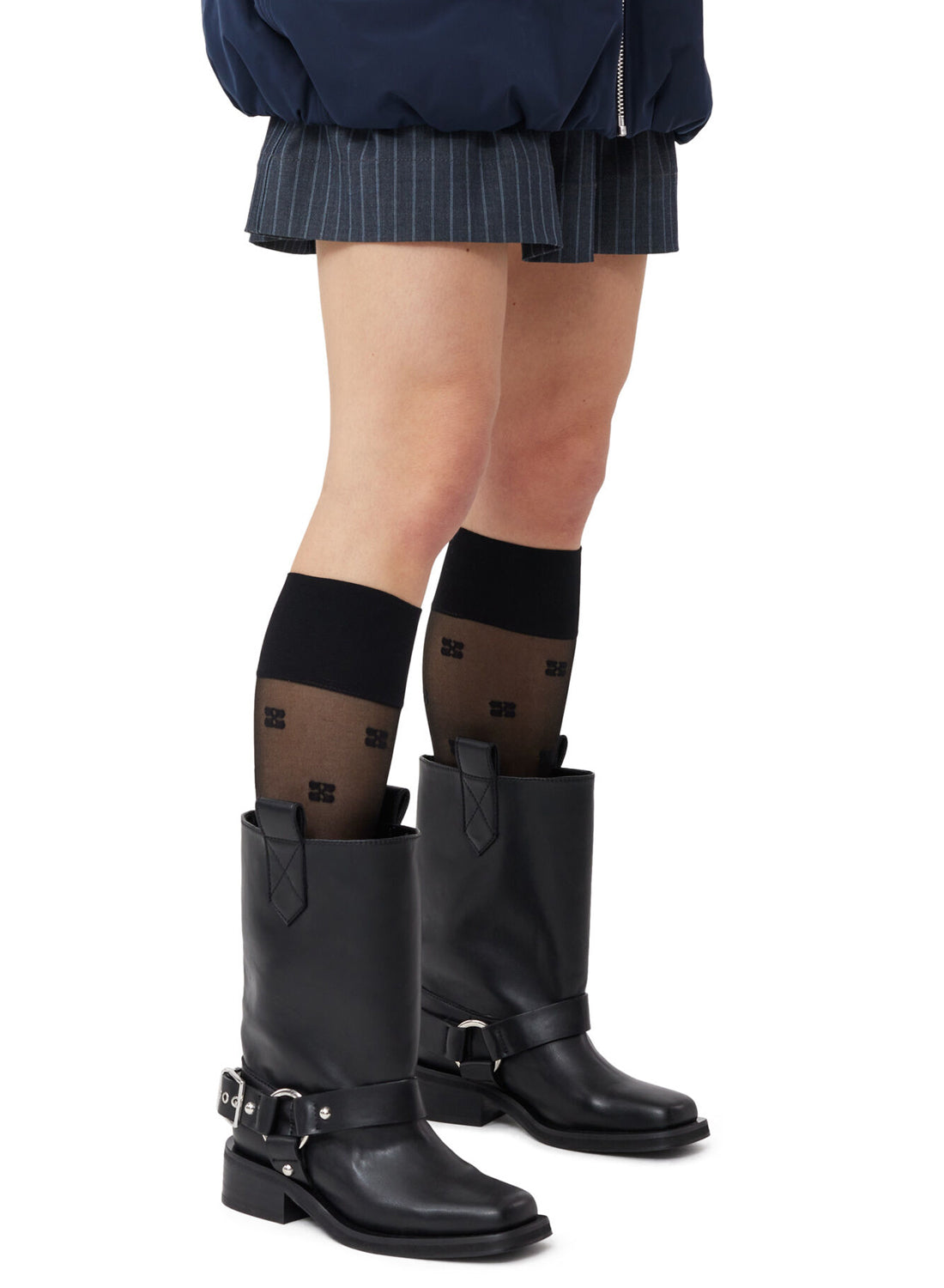 Ganni - Støvler  -Sort - Mid Shaft Biker Boots