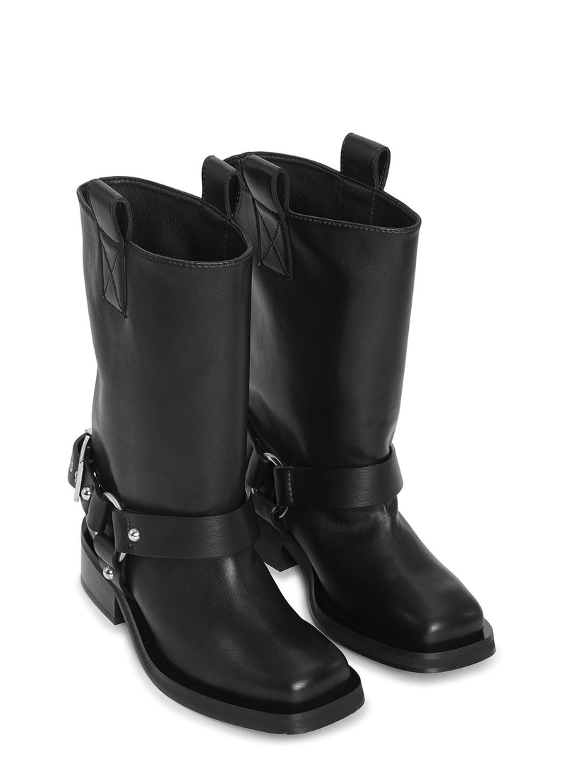 Ganni - Støvler  -Sort - Mid Shaft Biker Boots