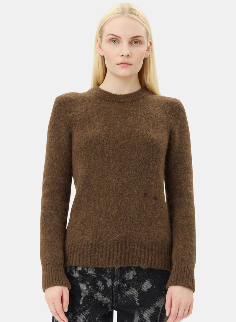 Ganni Brushed Alpaca O-neck Rain Drum