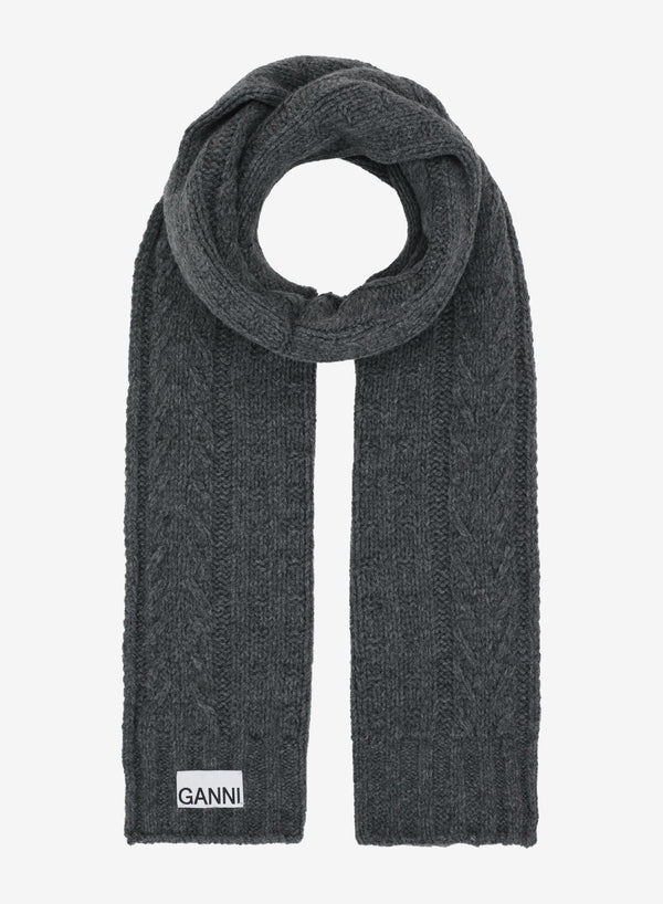 Ganni Cable Scarf Frost Gray