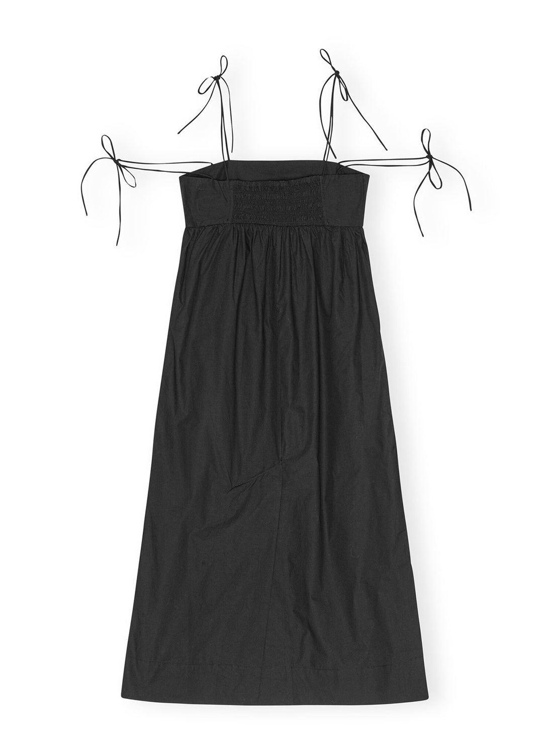 Ganni Cotton Poplin String Midi Dress Black