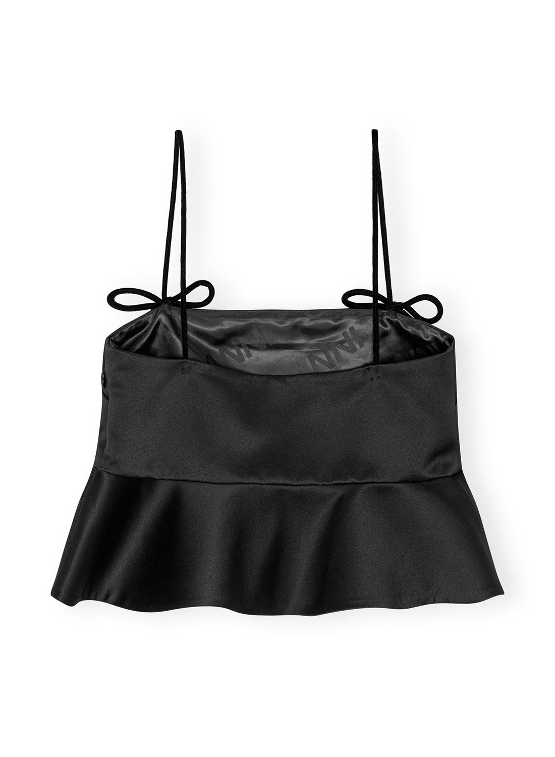 Ganni Duchesse Satin Top Black