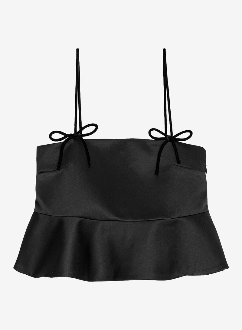 Ganni Duchesse Satin Top Black