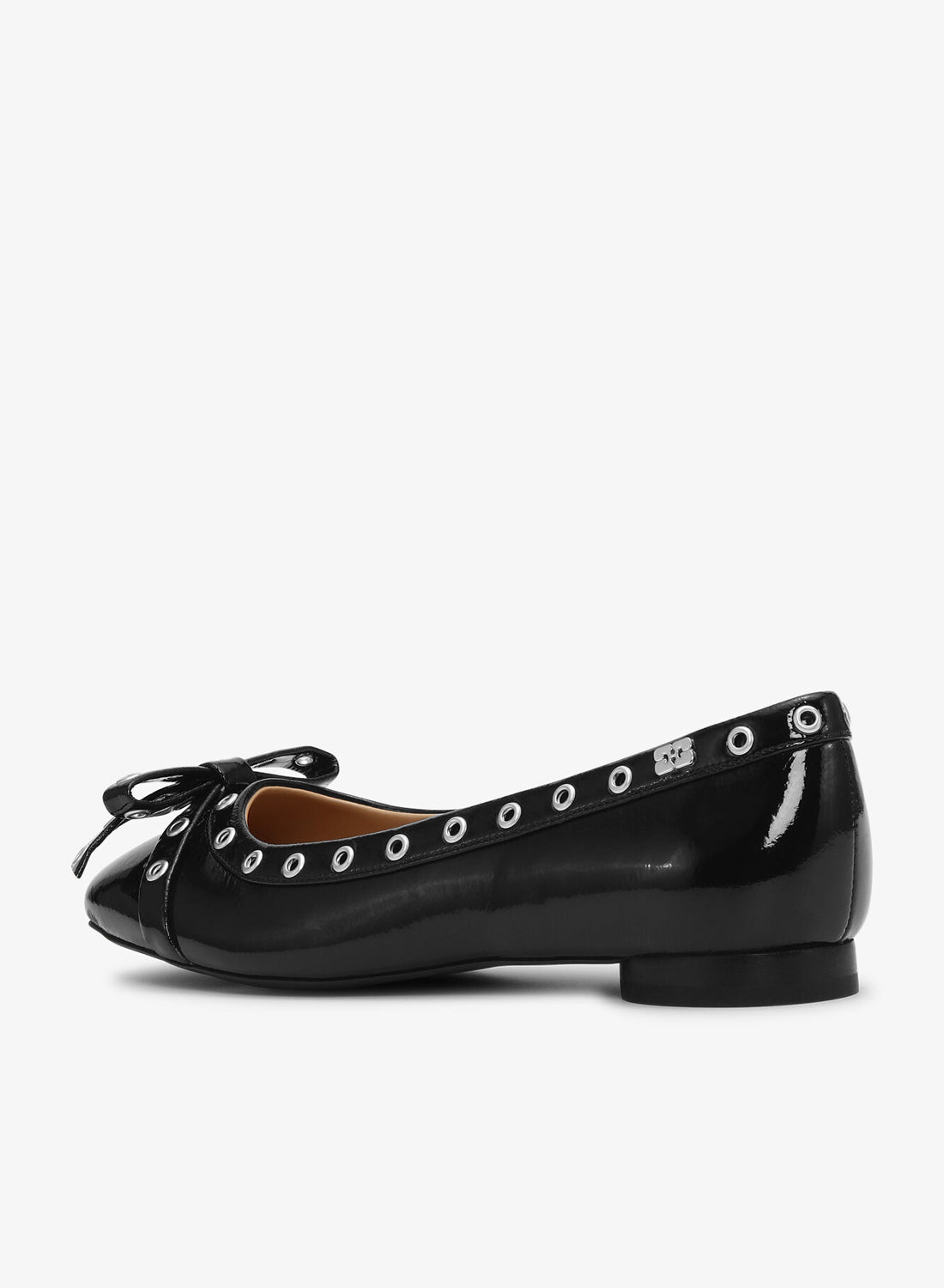 Ganni Eyelets Bow Ballerina Naplack Black