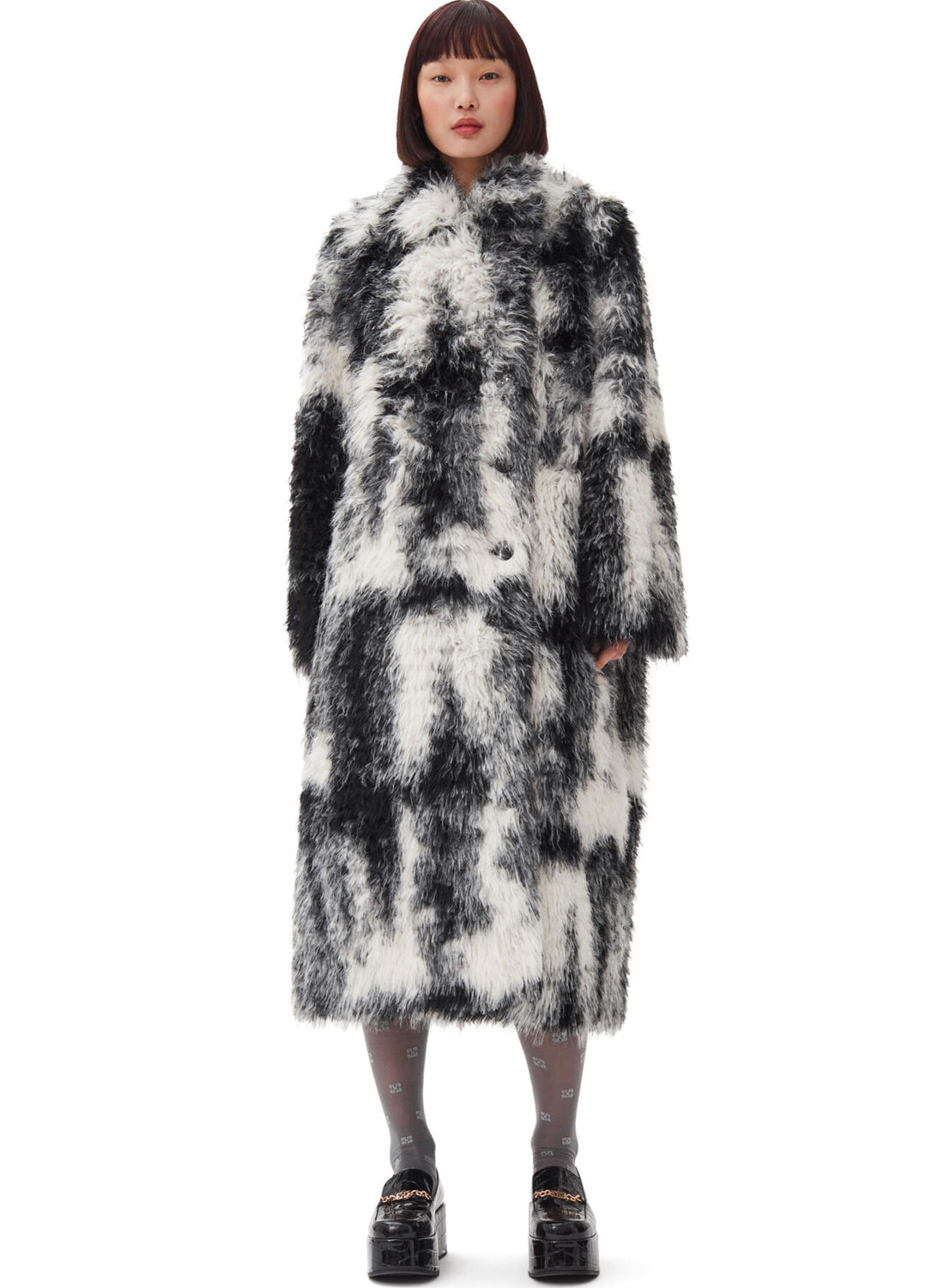 Ganni Faux Fur Coat Black