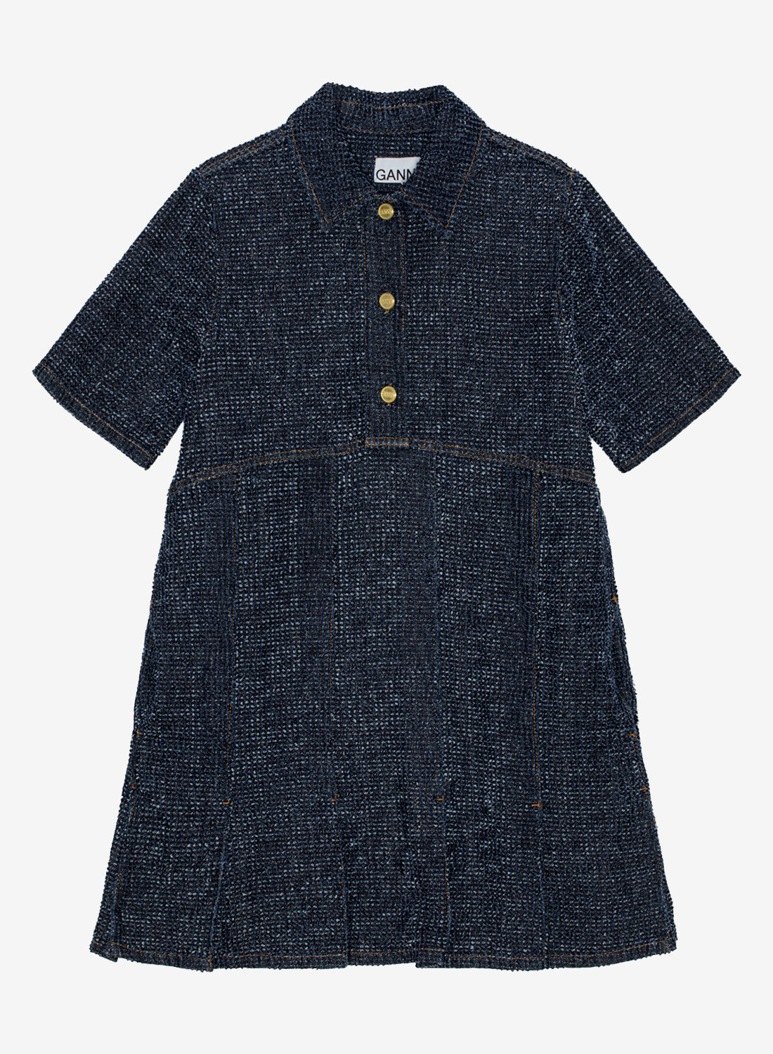 Ganni Fluffy Denim Mini Dress Rinse