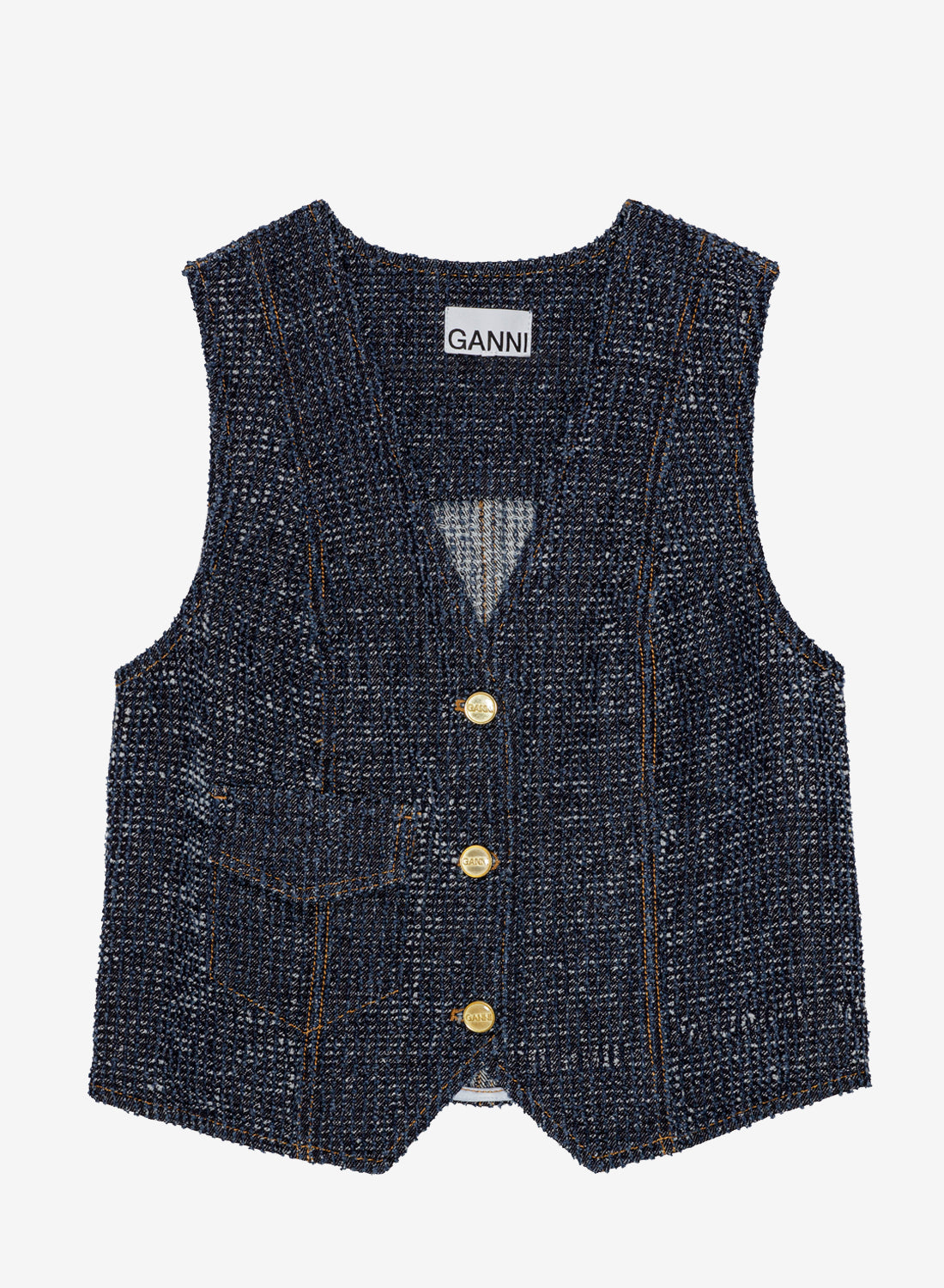 Ganni Fluffy Denim Waistcoat Rinse