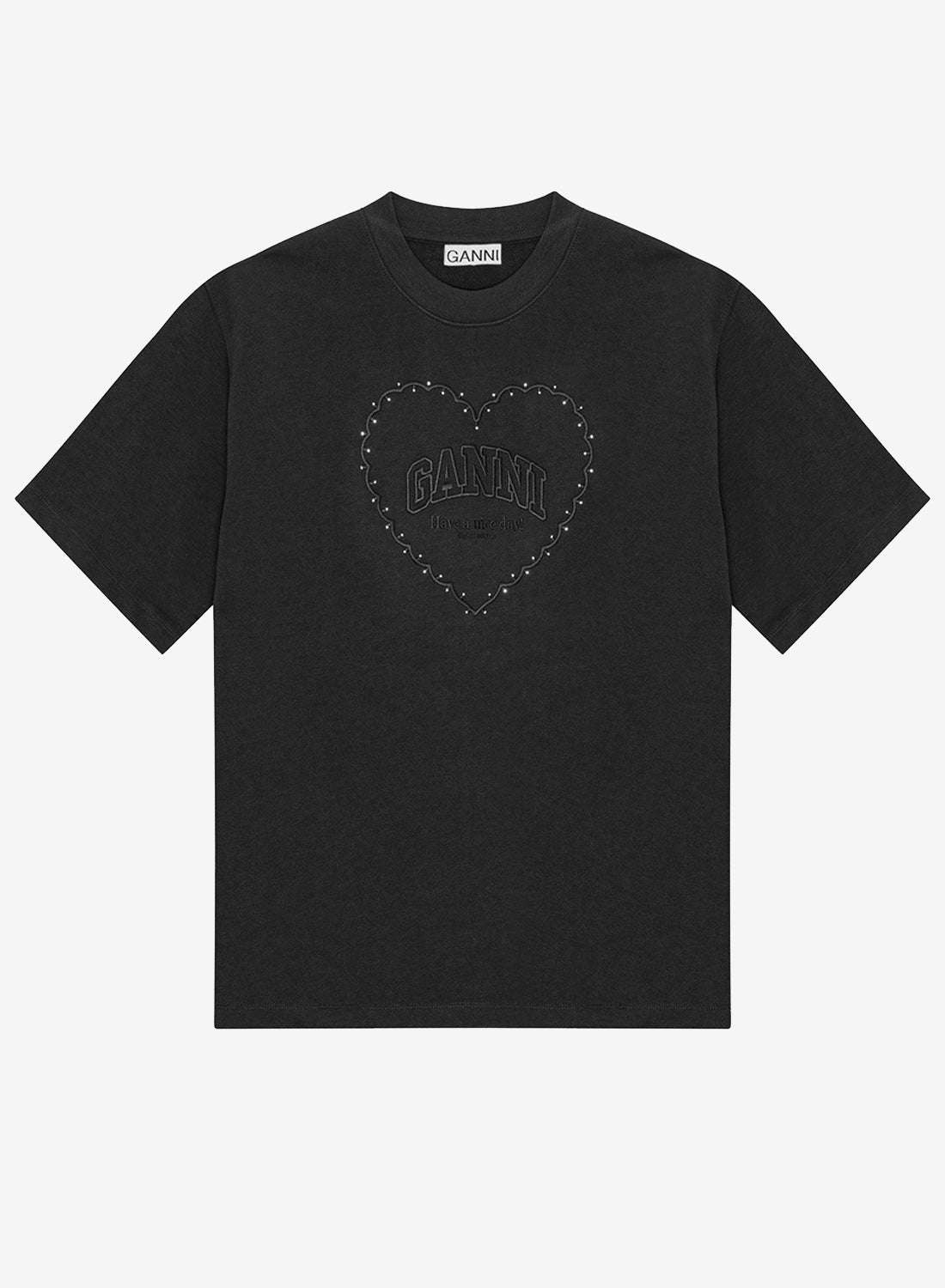 Ganni Heavy Cotton Drop Shoulder Heart T-shirt Phantom