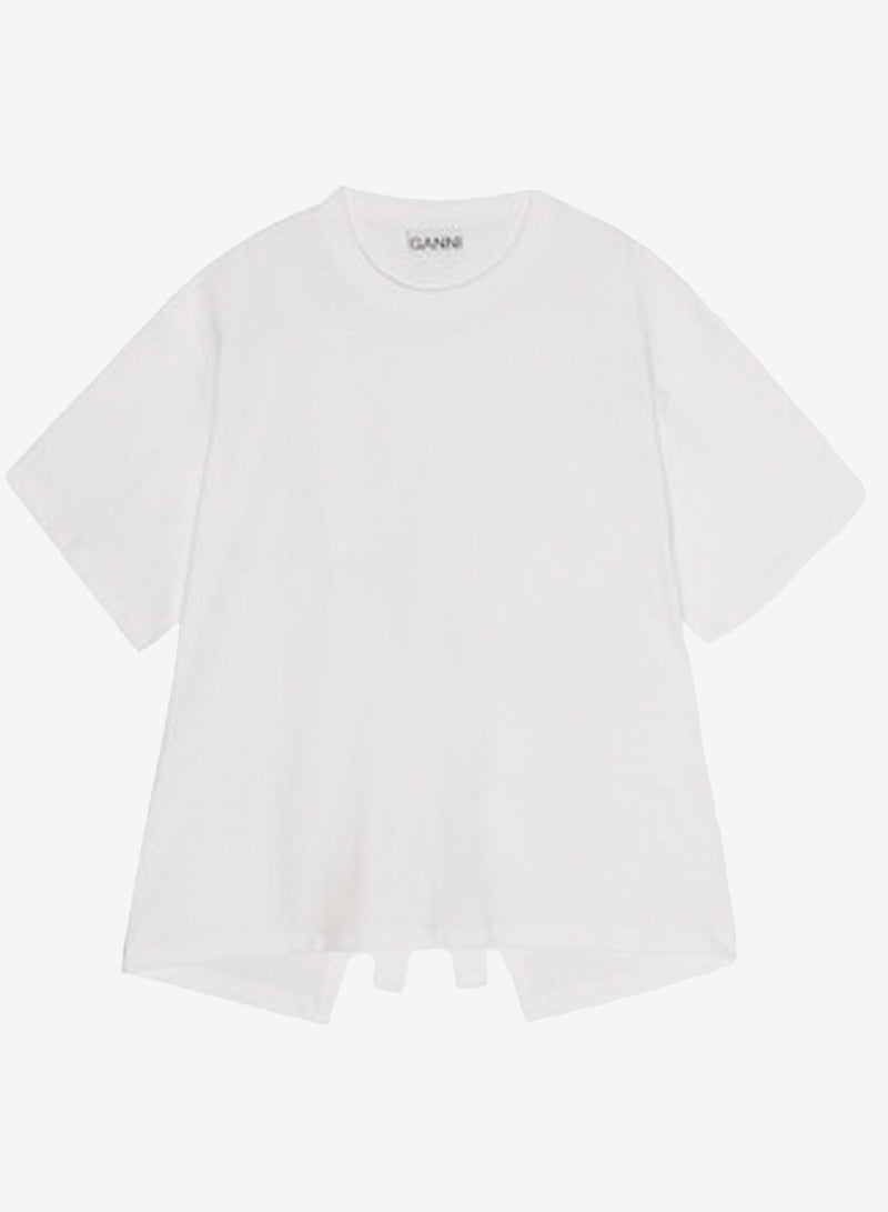 Ganni Heavy Cotton Drop Shoulder Open Back T-shirt Bright White