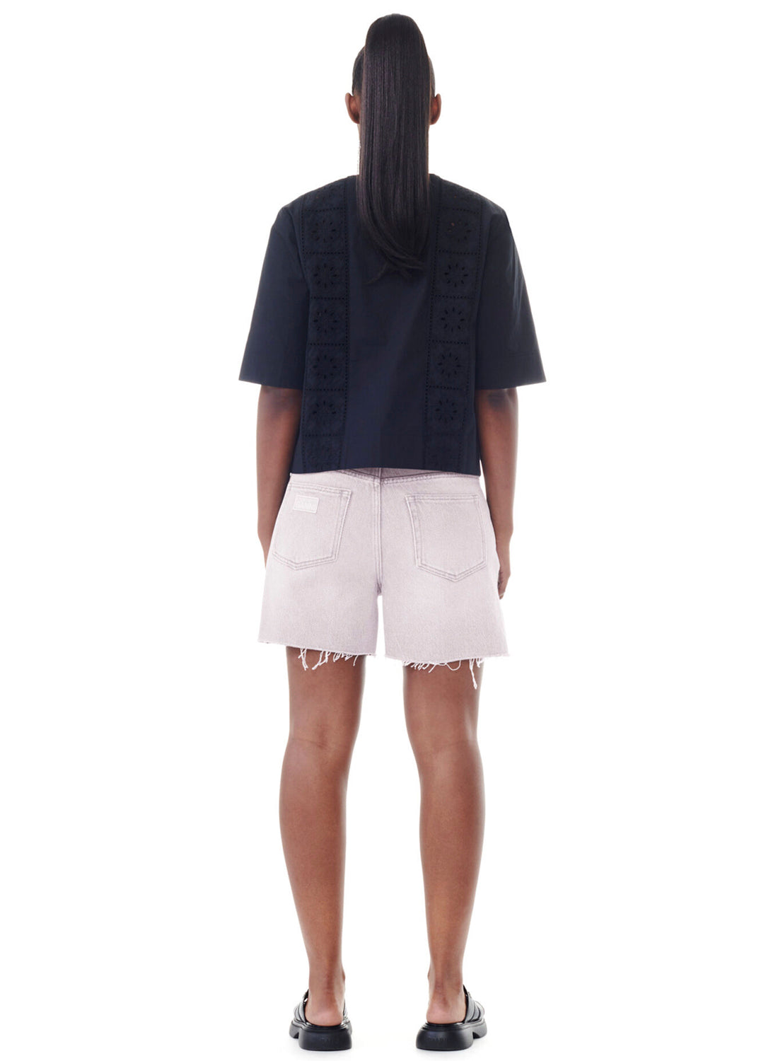 Ganni Overdyed Heavy Denim Shorts Mauve Chalk