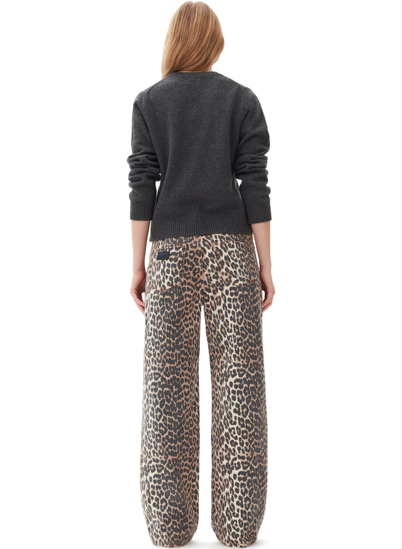 Ganni Print Denim Izey Jeans Leopard