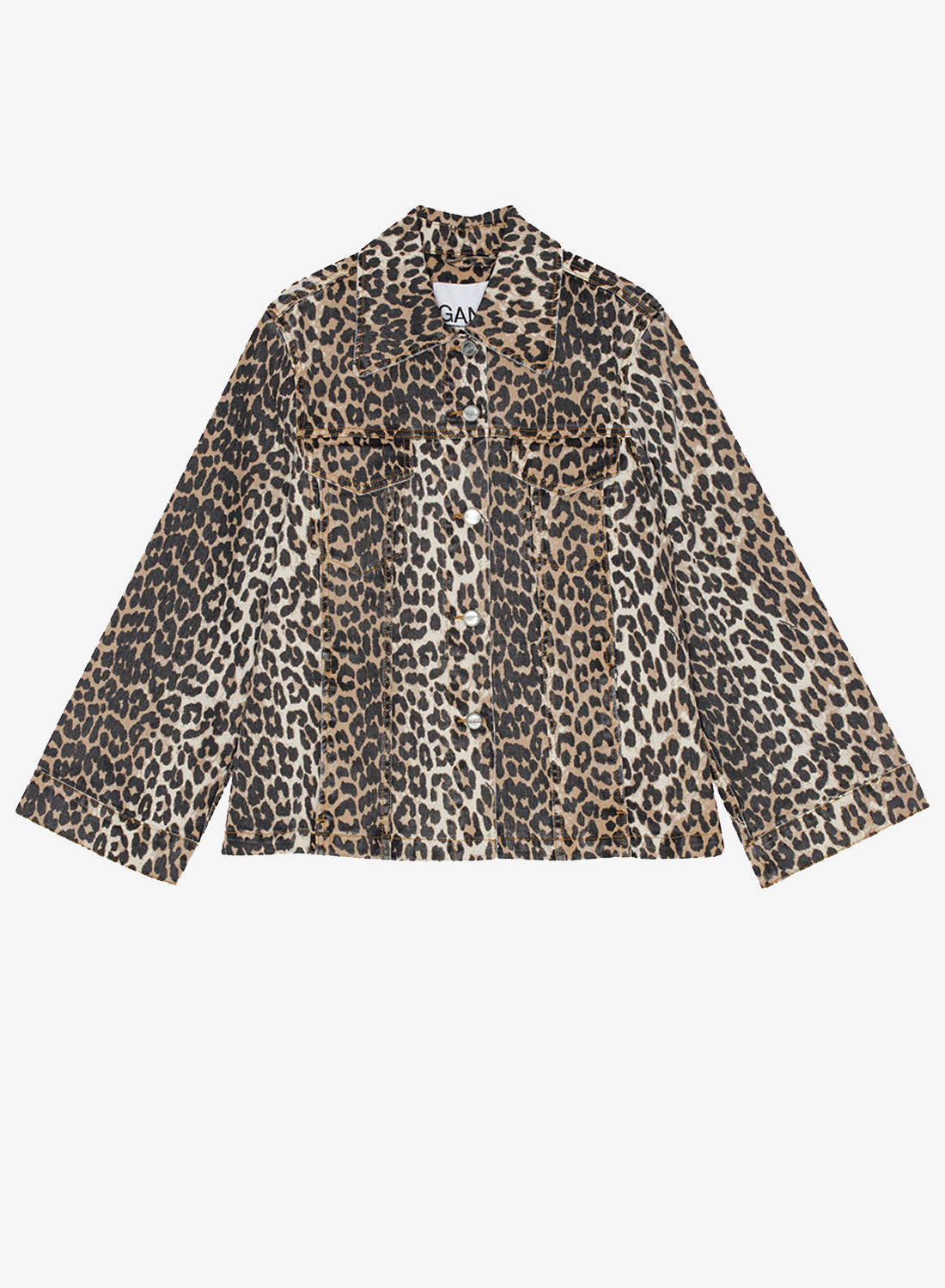 Ganni Print Denim Jacket Leopard