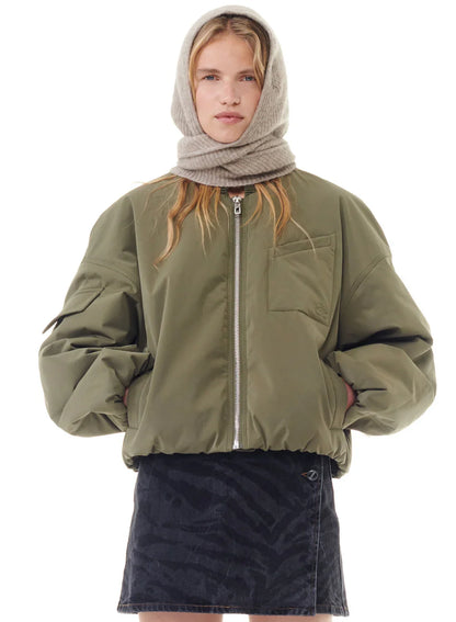 Ganni Soft Wool Balaclava Almond Milk