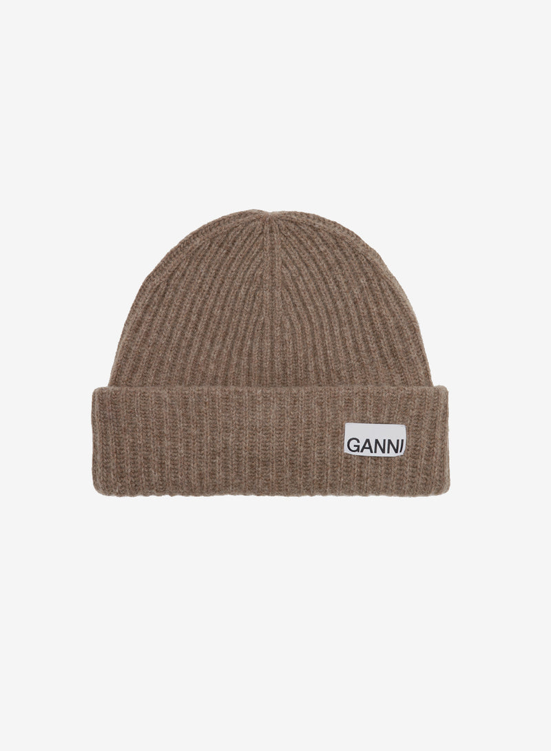 Ganni Structured Rib Beanie Tiger's Eye