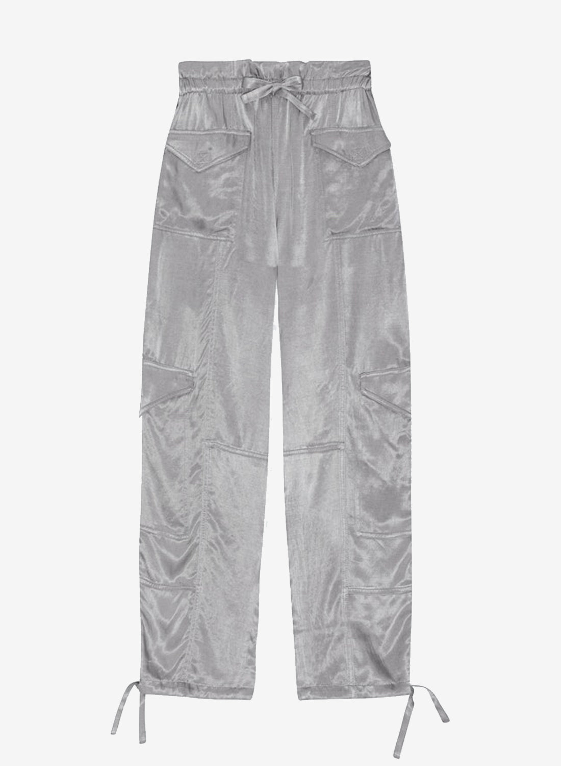 Ganni Washed Satin Pants Frost Gray