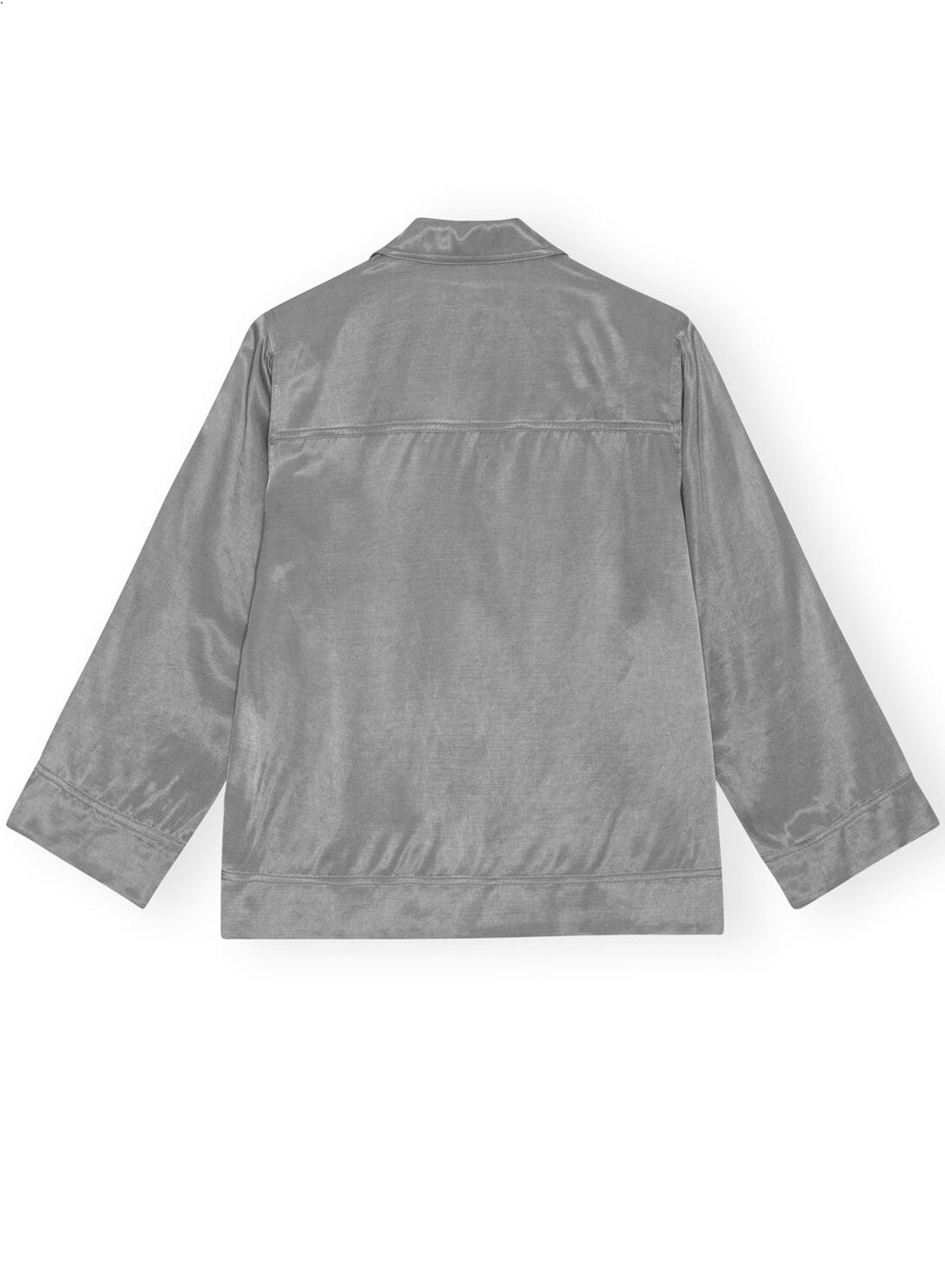 Ganni Washed Satin Shirt Frost Gray