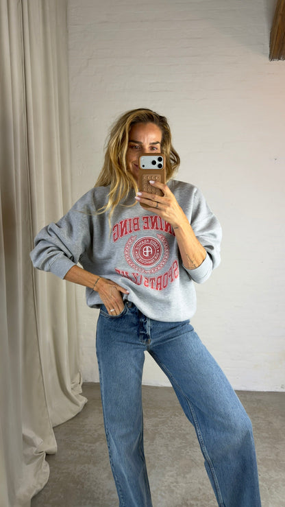 Anine Bing - Sweatshirt - Grey - Miles Sweatshirt Collegiate, billede 2