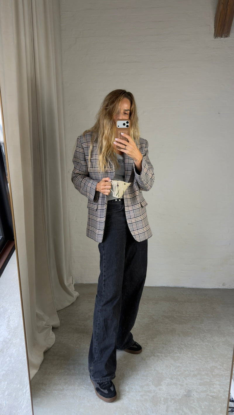 Anine Bing -Blazer - Beige and Navy Checks - Quinn