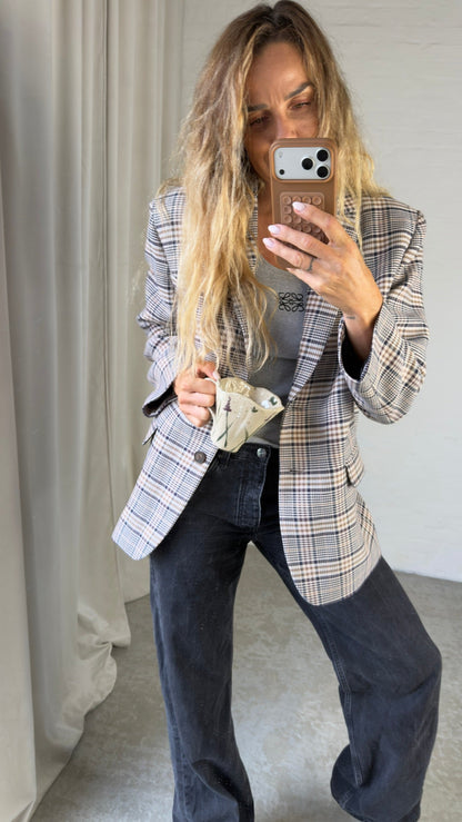 Anine Bing -Blazer - Beige and Navy Checks - Quinn, billede 2