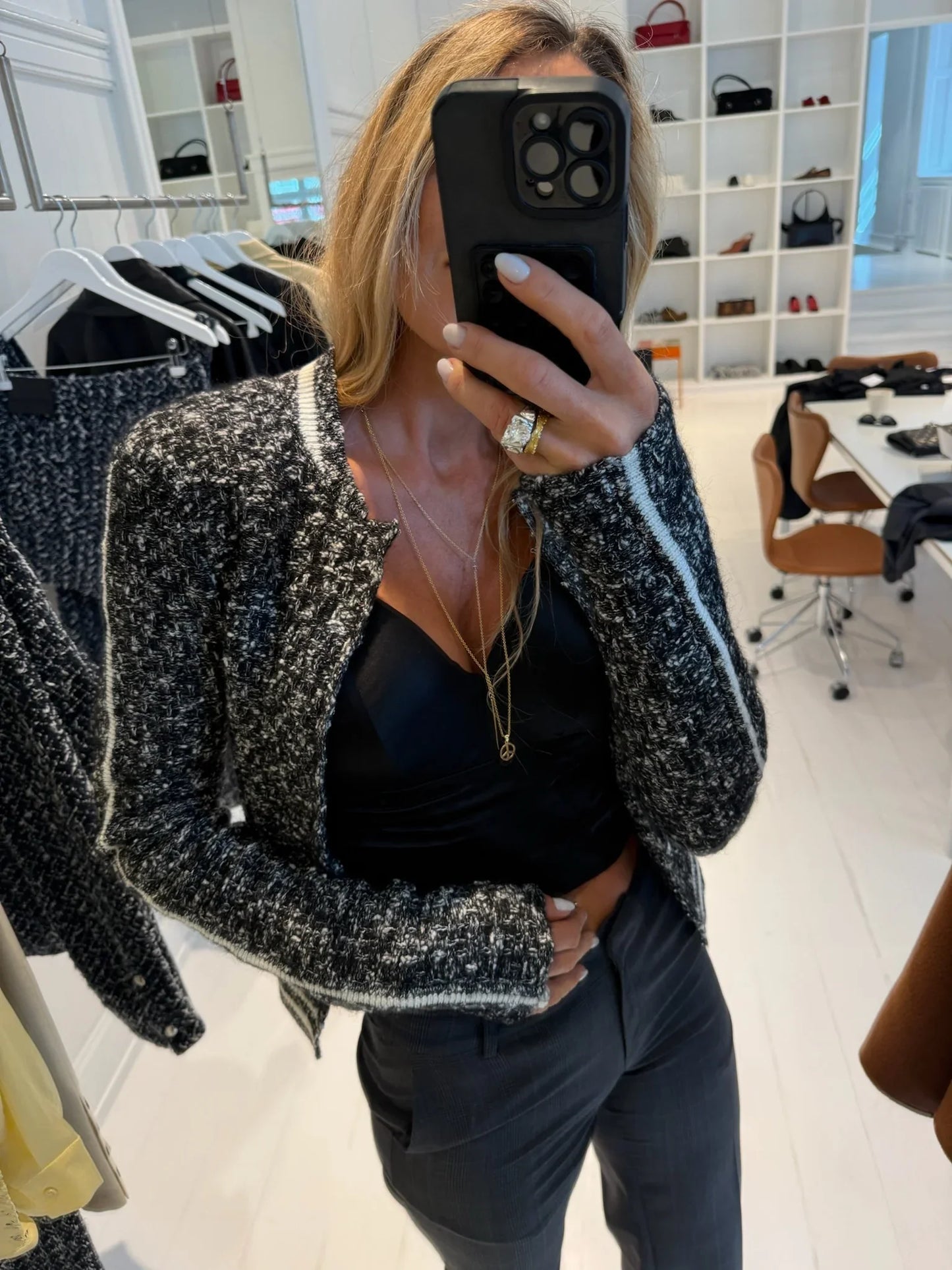 IRO - Cardigan - Sort/grå - Saphira Tweet