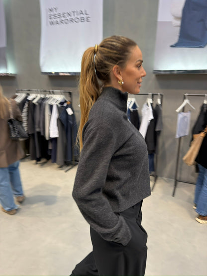 My Essential Wardrobe - Cardigan - Dark Grey Melange - Tracy, billede 2