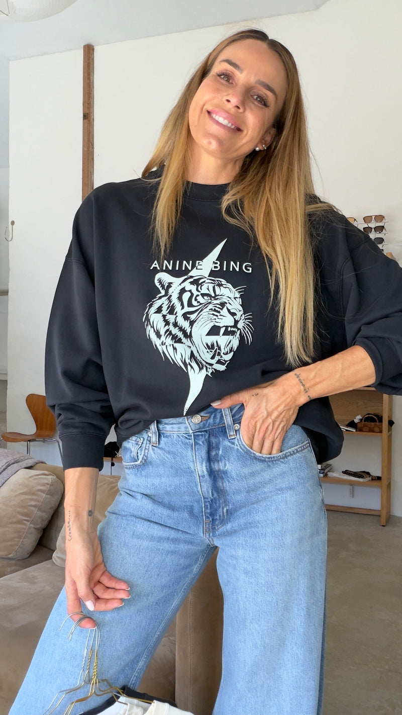 Anine Bing - Sweatshirt - Vintage Black - Miles Tiger