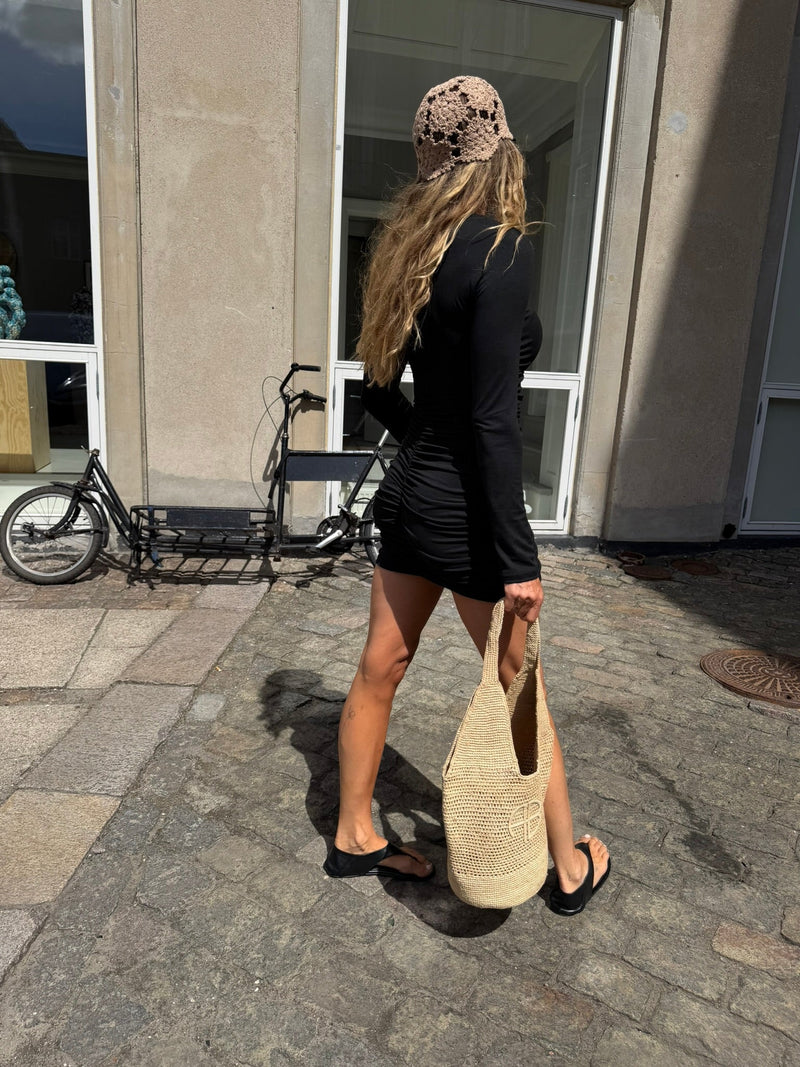 Anine Bing - Strandtaske - Natural - Leah Logo Hobo Raphia