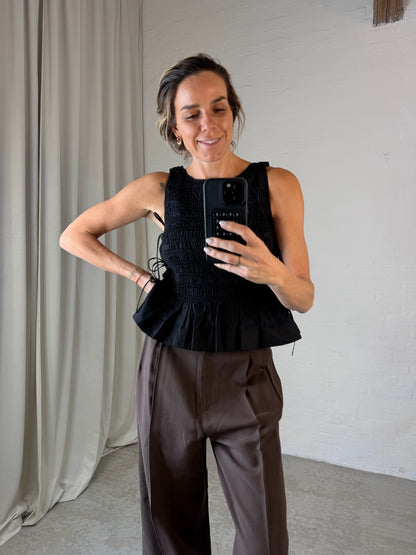 Ganni - Top - Black - Poplin Smock Top