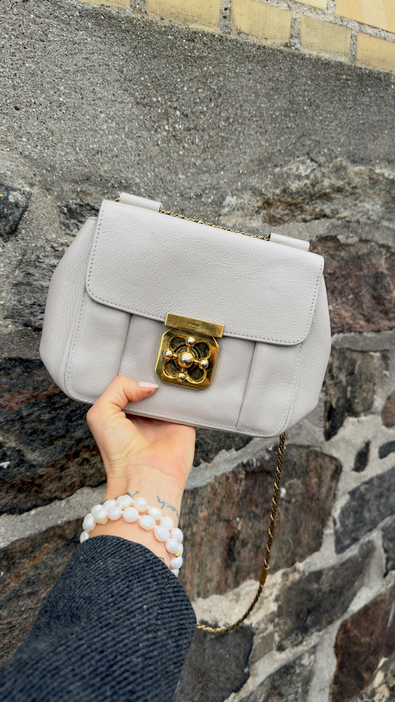Chloé - Elsie Leather Shoulder Bag - beige skuldertaske - secondhand