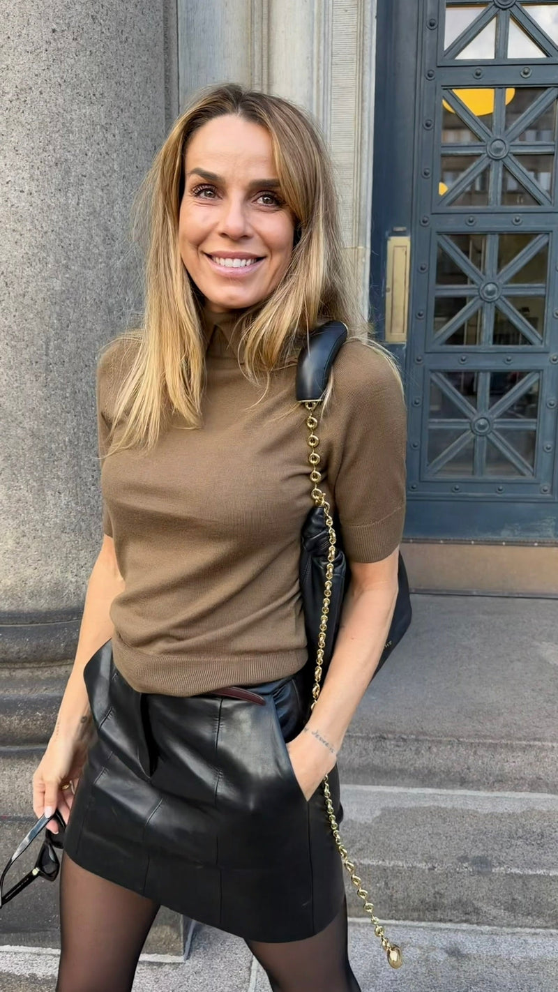 Anine Bing - læder Nederdel - Black Recycled Leather - Benedict Mini Skirt