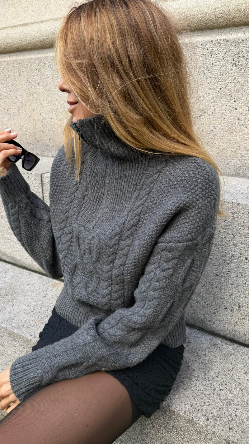 The Garment - Sweater - Grey Melange - Como Zip