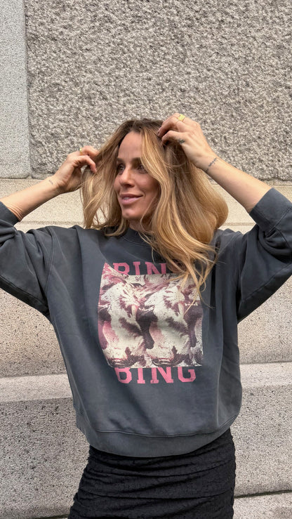Anine Bing - Sweatshirt - Washed Black - Miles sweatshirt Tiger Bing