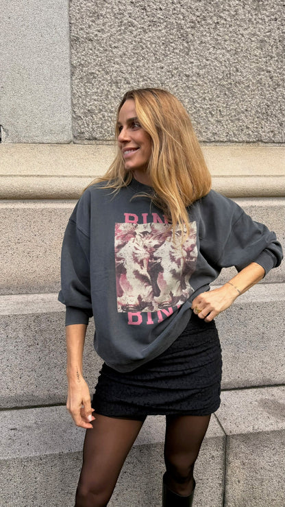 Anine Bing - Sweatshirt - Washed Black - Miles sweatshirt Tiger Bing