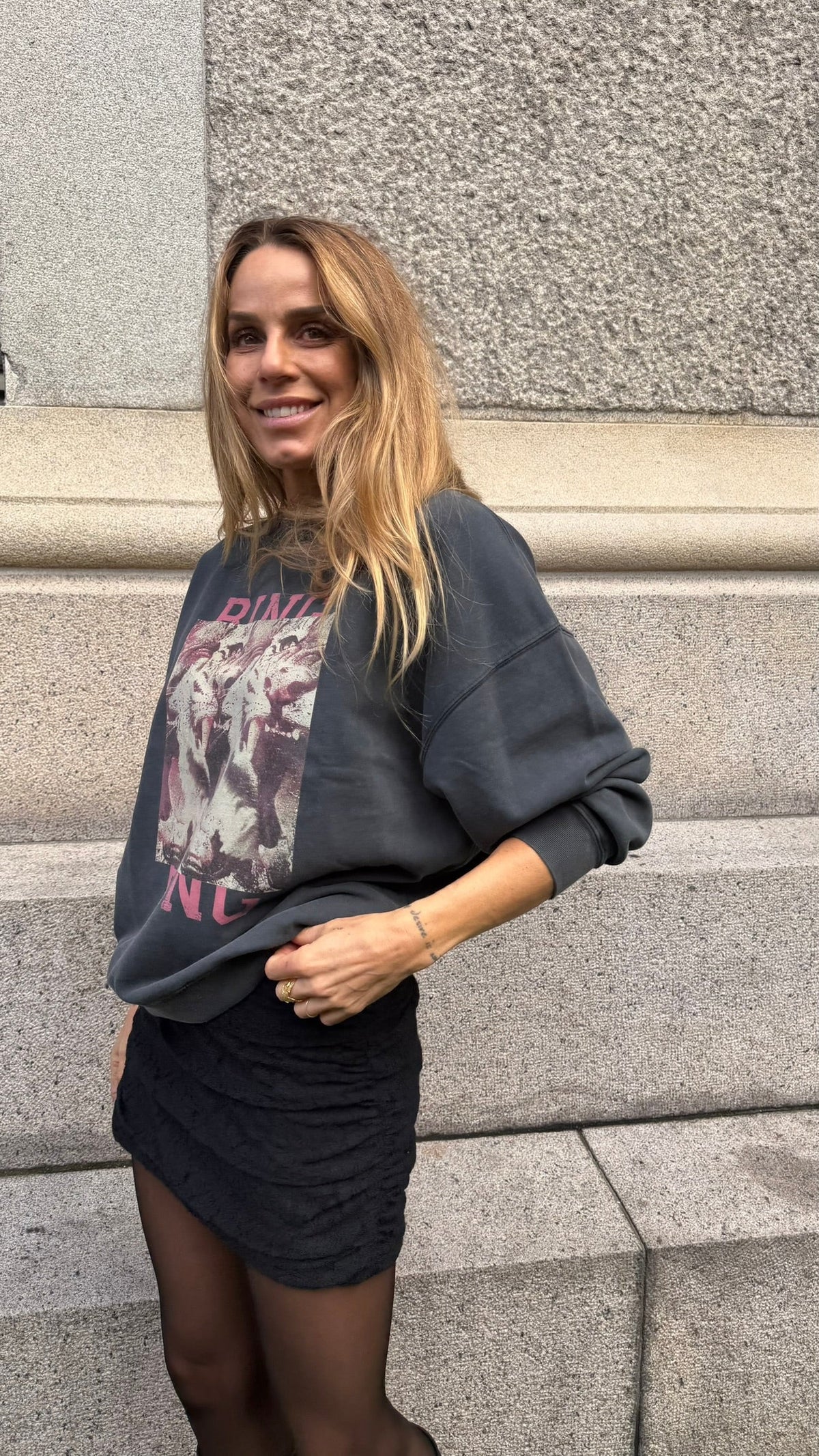 Anine Bing - Sweatshirt - Washed Black - Miles sweatshirt Tiger Bing