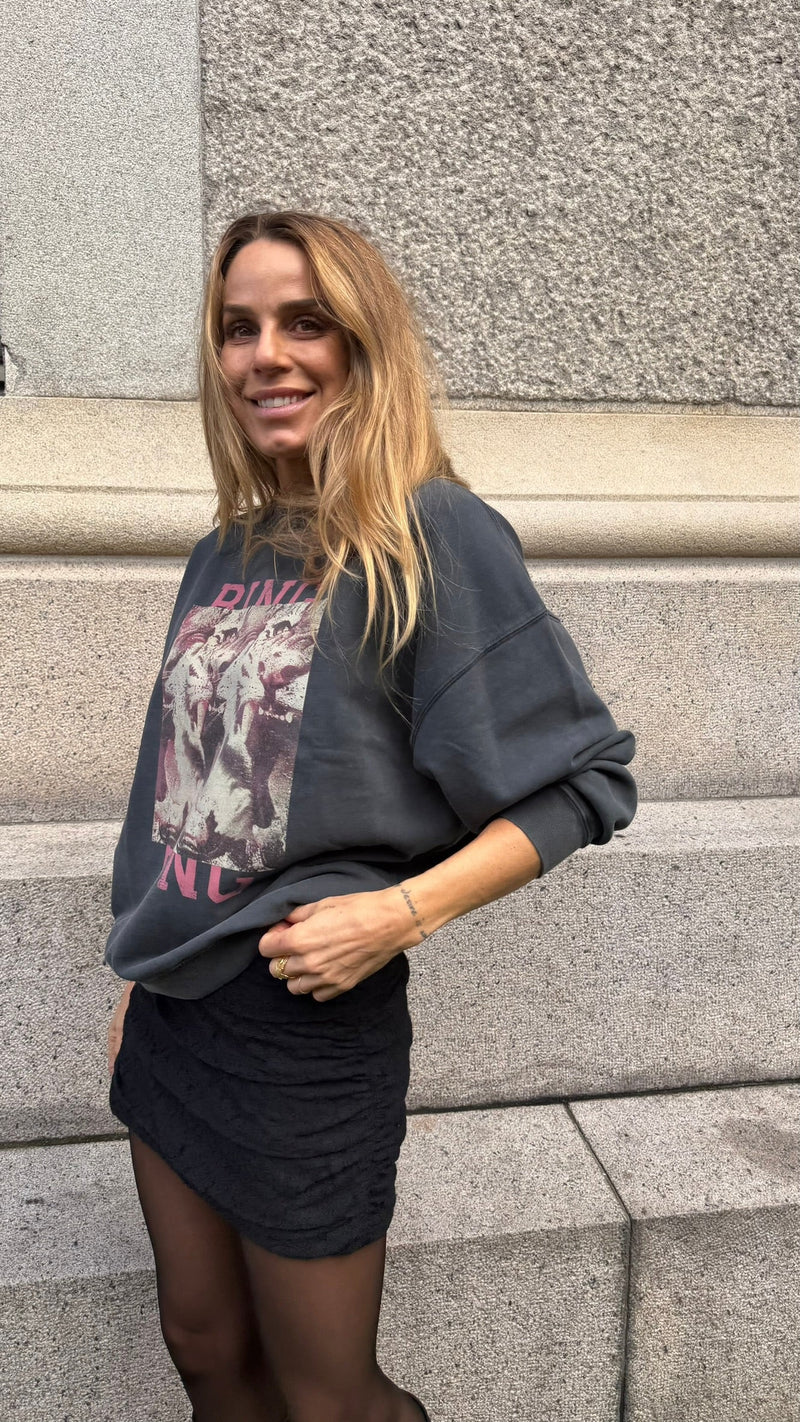 Anine Bing - Sweatshirt - Washed Black - Miles sweatshirt Tiger Bing