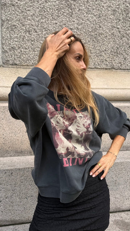 Anine Bing - Sweatshirt - Washed Black - Miles sweatshirt Tiger Bing