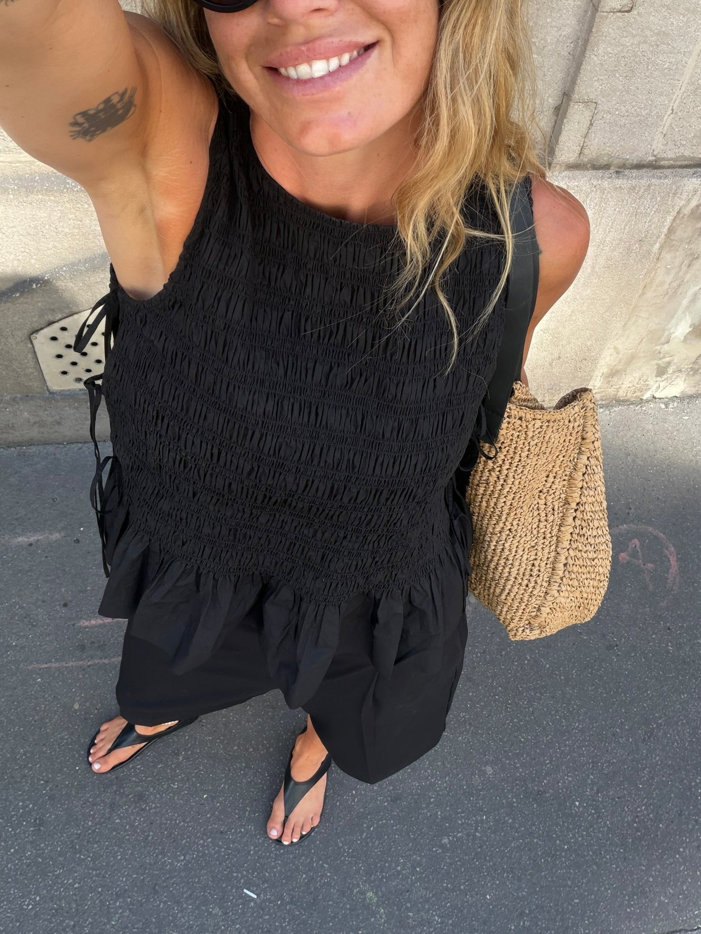 Ganni - Top - Black - Poplin Smock Top