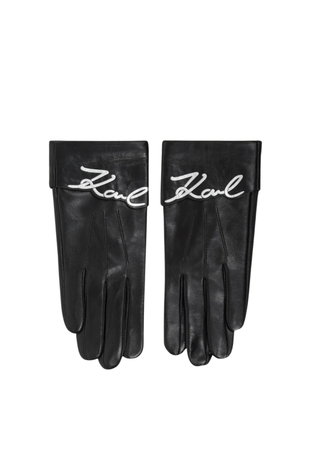 Karl Lagerfeld - Læder handsker - Sort - SIGNATURE LEATHER FF GLOVE - Stilkompagniet.dk