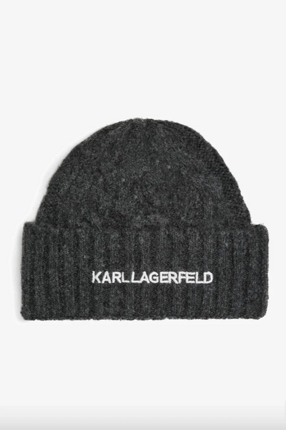 Karl Lagerfeld - Hue - Dark Grey - Cable Knit Beanie - Stilkompagniet.dk