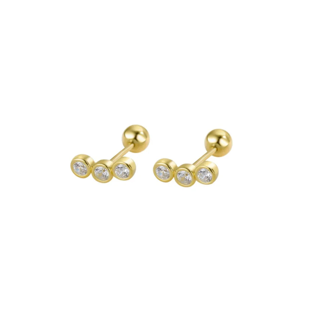 Andcopenhagen Jewelry - Øreringe studs - 18 karat Guldbelagt 925 sterlingsølv - Dina 3 sten