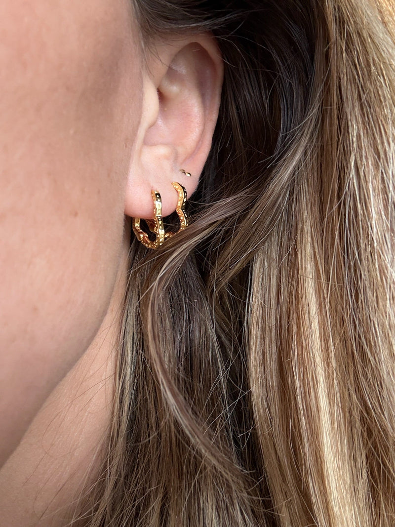 Andcopenhagen Jewelry - Øreringe - 18 karat forgyldt 925 sterlingsølv - Liza Heart Hoops