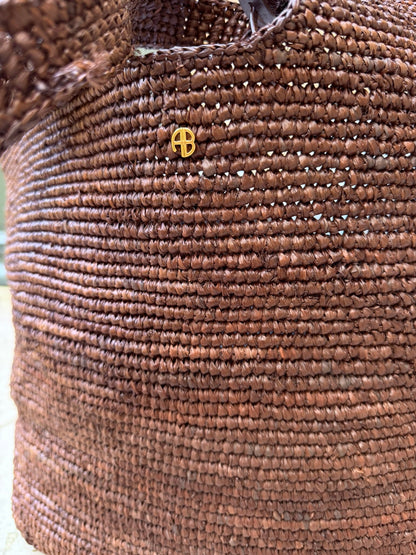 Anine Bing - Tote bag taske - dark Brown - Lili Tote Raffia
