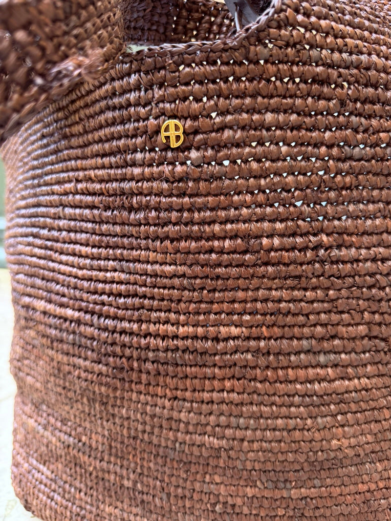 Anine Bing - Tote bag taske - dark Brown - Lili Tote Raffia