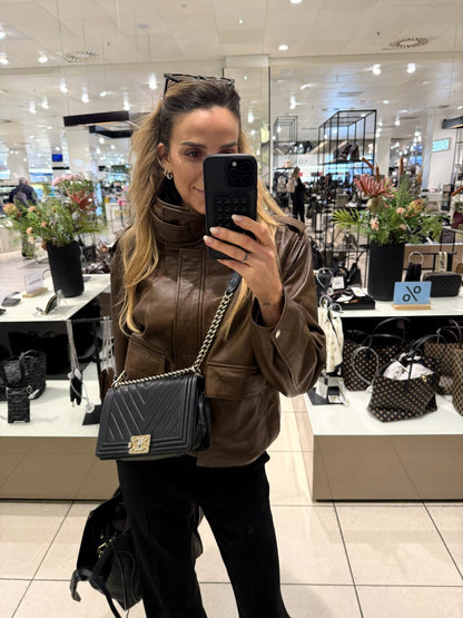 My Essential Wardrobe - Læderjakke - Brun - Dina