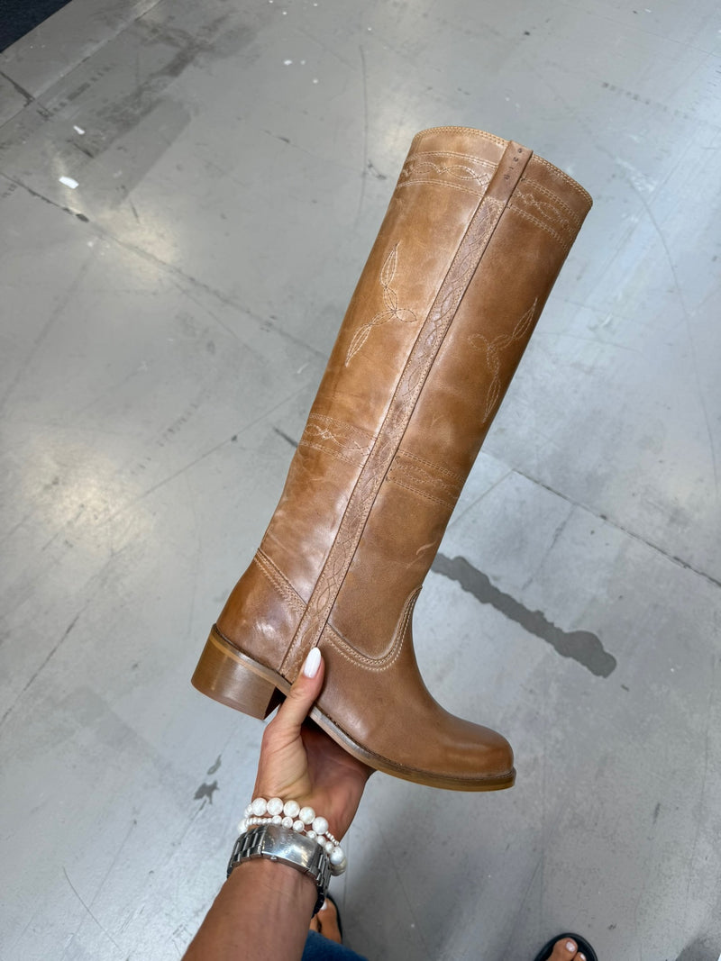 Dico - Læder Støvle - Dark Tan - Ann Gaucho With Western Stitchings