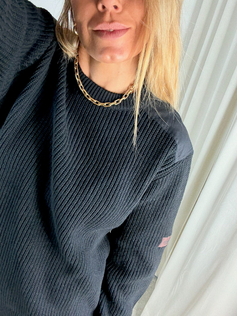 HALO - Strik - Sort - WOOL CREW KNIT