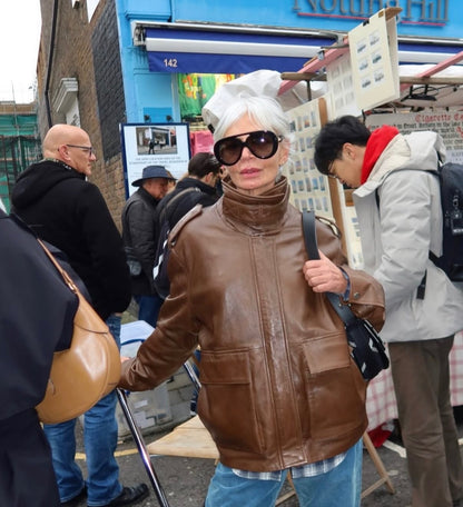 My Essential Wardrobe - Læderjakke - Brun - Dina