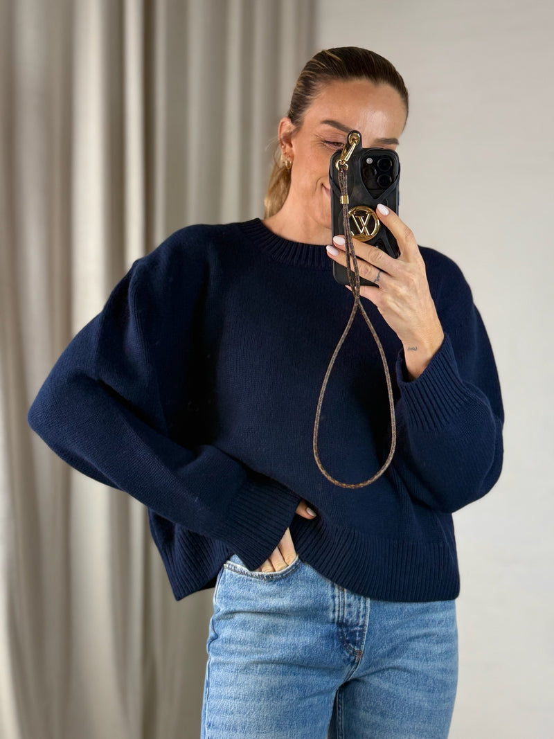 Anine Bing - Cropped Strik - Marine Blå - Roni