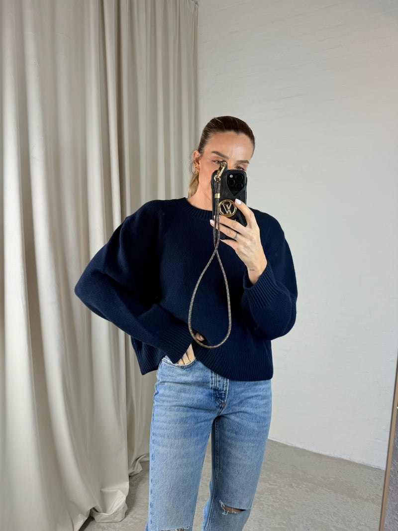 Anine Bing - Cropped Strik - Marine Blå - Roni